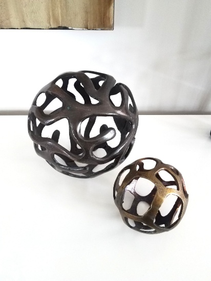 Two Metal Decorative Spheres