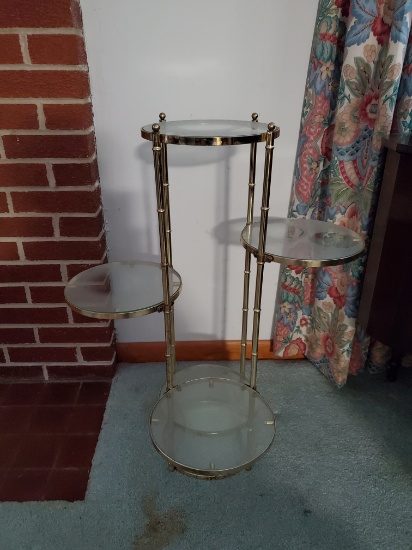 Five Tier Brass & Glass Shelf