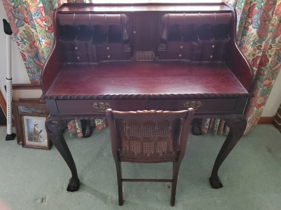 Antique Secretary Desk With Chair