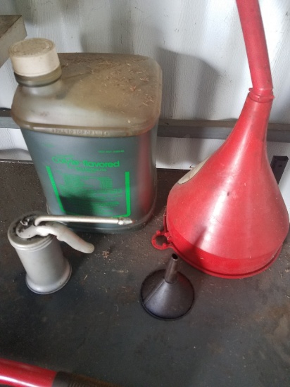 oil can, funnels