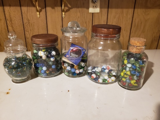 5 jars of marbles