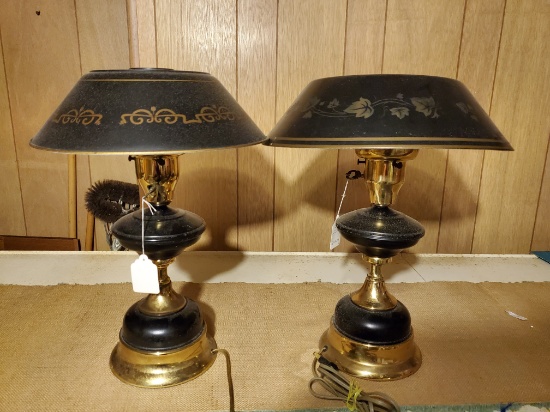black and brass lamps