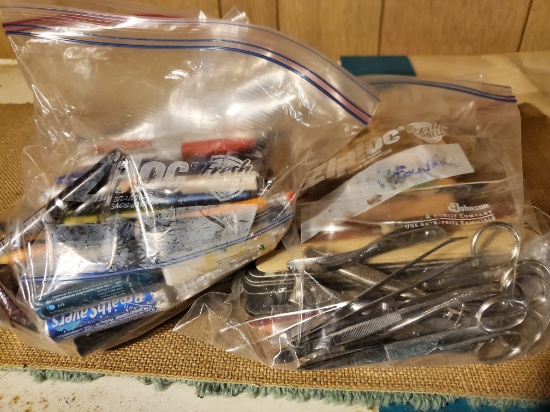 markers, pen, etc in bag