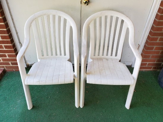 Two White Patio Chairs