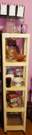 white shelf with contents