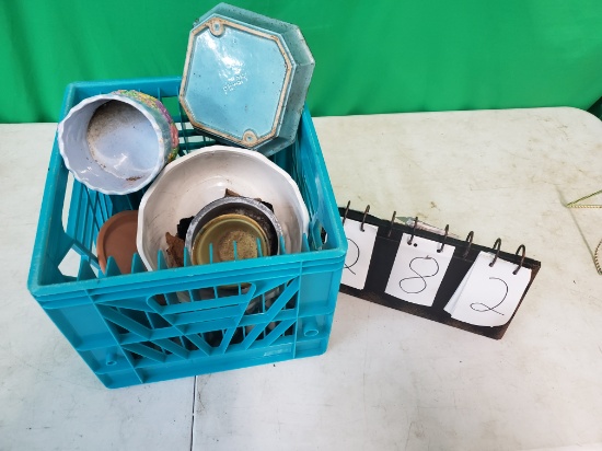 Milk crate of flower pots