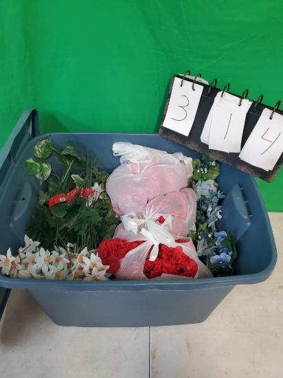 Tote and Contents Fake Flowers