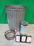 Metal Trash can with contents