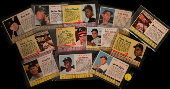 Jello & Post lot of (12) w/Mantle, Koufax, Gil Hodges, Clemente