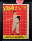 1959 Topps All-Star -Mickey Mantle - VG