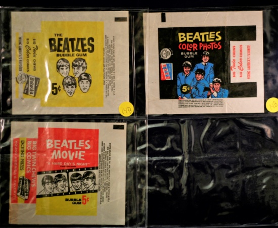 (3) Beatles Wrappers - Movie Card original wrappers