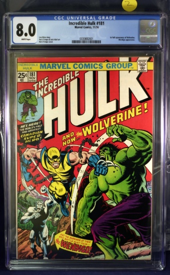 Hulk #181 Comic Book - CGC 8.0 w/White Pages - 1st Wolverine - MAJOR KEY!