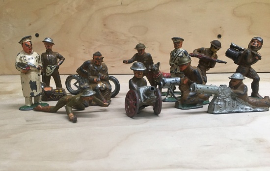 Rare Vintage Diecast Lead Soldier Lot of (12) w/Manoil & more!