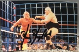 King Kong Bundy signed postcard w/Hulk Hogan!