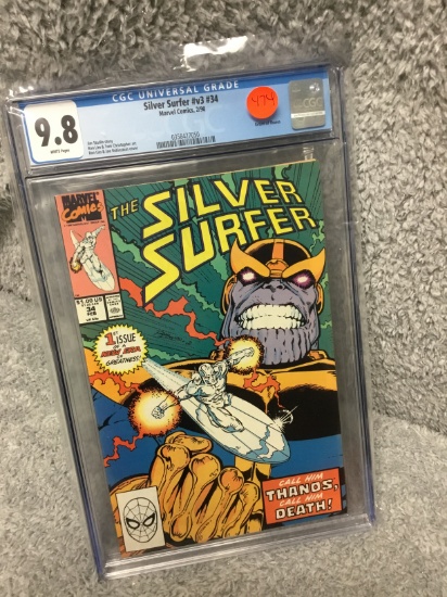 Silver Surfer #34 - CGC 9.8 w/WP - Thanos KEY!  Highest graded!