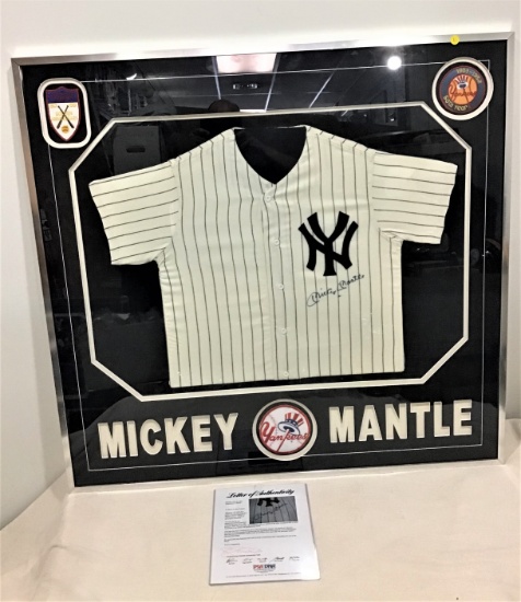 Mickey Mantle Autographed Full Jerrsey Framed w/Full PSA LOA!
