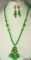 Vintage Lisner Green Lucite Necklace and Earring Set