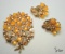 Vintage Star Gold Moonstone Bead Brooch and Earring Set
