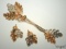 Silver and Gold Tone Fall Coat Pin and Earrings
