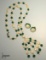 Vintage Green and Pearl Bead Necklace and Earring Set