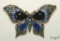 Vintage Green and Blue Rhinestone Butterfly Brooch