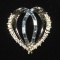 Vintage Clear and Pale Blue Rhinestone Heart Brooch