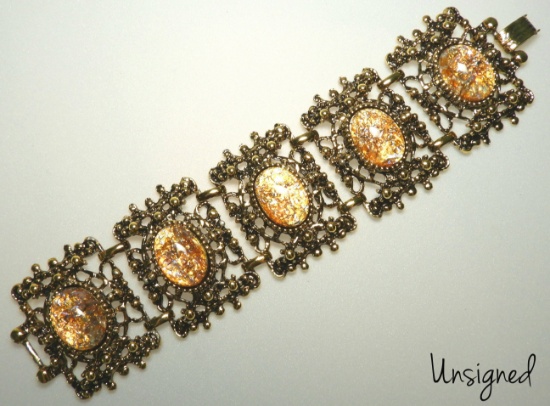 Vintage Panel Bracelet Featuring Foil Backed Stones