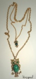 Vintage Double Chain Owl Pendant Necklace
