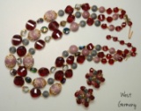 Vintage West German Bead Necklace and Earring Set