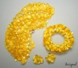 Vintage Yellow Lucite Necklace, Bracelet and Earring Set