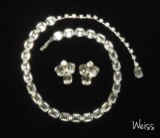 Vintage Weiss Clear Rhinestone Necklace and Earring Set