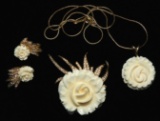 Vintage Ivory Colored Rose Jewelry