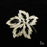 Ora Leaf Rhinestone Brooch