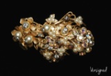 Vintage Gold Tone and Pearl Bead Brooch