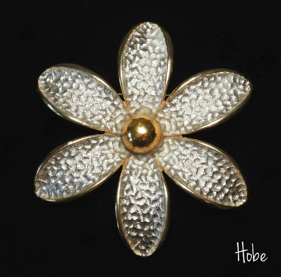 Vintage Hobe Silver and Gold Tone Flower Brooch