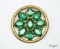 Vintage Brass Brooch With Large Green Stones
