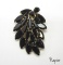 Vintage Black Navette Leaf Brooch by Napier
