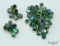 Vintage Green AB Coated Brooch and Earring Set