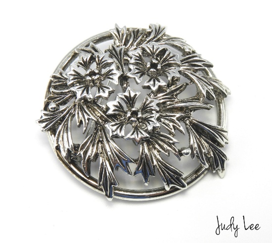 Vintage Judy Lee Silver Tone Brooch