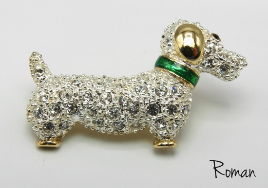 Rhinestone Dachshund Pin by Roman