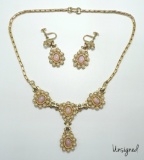 Vintage Faux Opal and Pearl Bead Victorian Revival Set