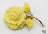 Vintage Yellow Rose Brooch by Pell