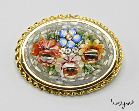 Vintage Oval Micro-Mosaic Brooch