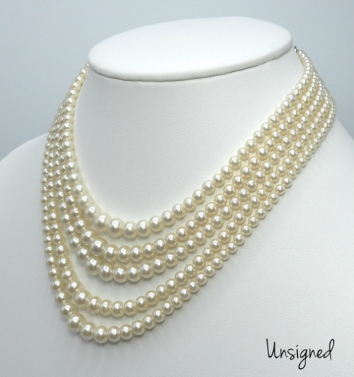 Vintage Multi-Strand Pearl Bead Necklace