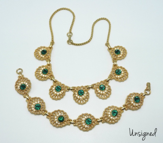 Vintage Etruscan Style Necklace and Bracelet Set