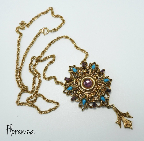 Vintage Florenza Pendant Necklace