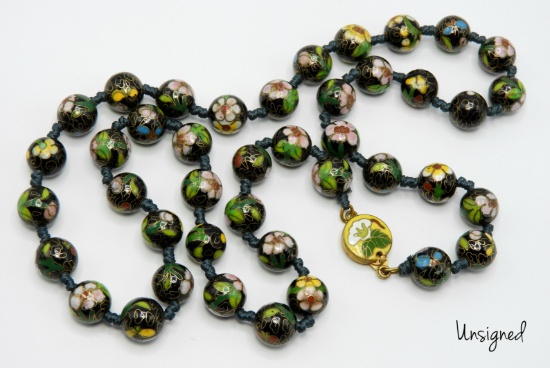 Vintage Cloissone Bead Necklace