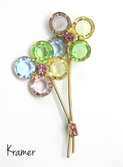 Vintage Kramer Pastel Disc Flower Brooch