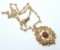 Vintage Victorian Revival Gold Tone Faux Carnelian Necklace