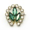 Vintage Czechoslovakian Clear and Green Rhinestone Brooch